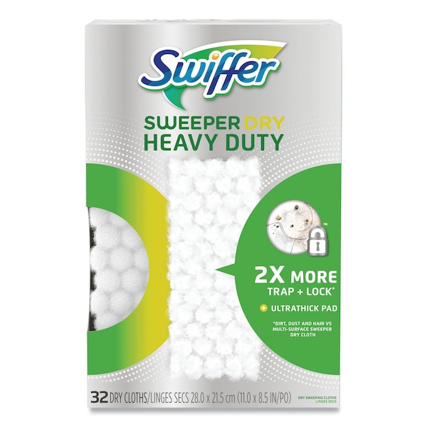 Heavy-Duty Dry Refill Cloths, White, 11 x 8.5, 32PK